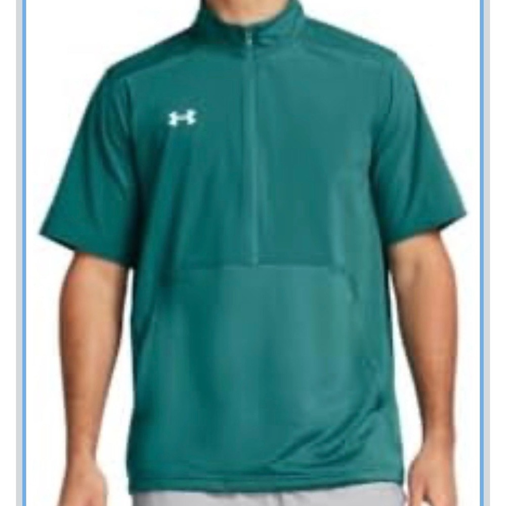NWOT Under Armour 1370375 Motivate 2.0 Men's Short Sleeve Shirt Teal 1/2 Zip